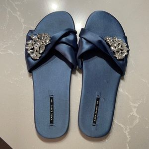 * SOLD * Zara blue satin slides